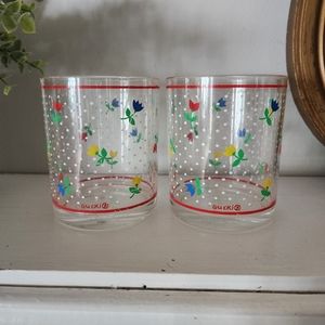 Vintage H.J. Stotter Acrylic Gucki Floral Cups Set of 2